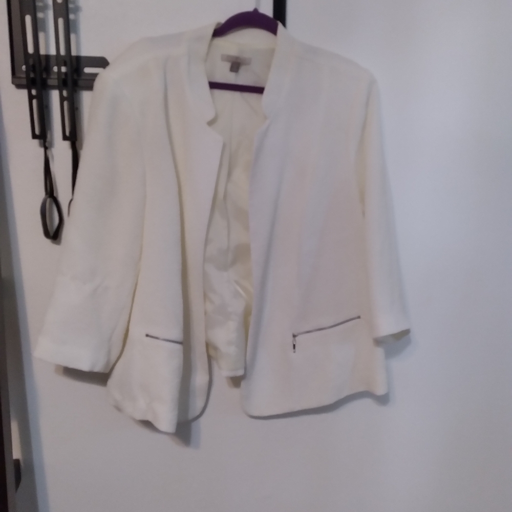 White blazer with zipper pockets